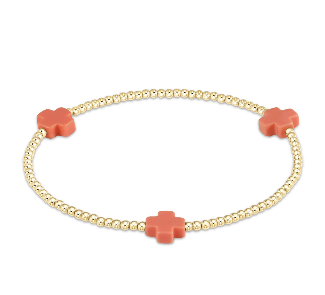 SIGNATURE CROSS GOLD PATTERN 2MM - CORAL
