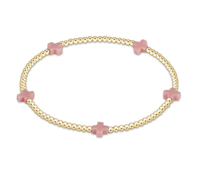 SIGNATURE CROSS SMALL GOLD PATTERN 2MM - PINK