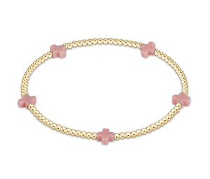 SIGNATURE CROSS SMALL GOLD PATTERN 2MM - PINK