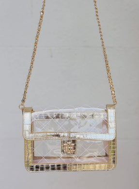 QUILTED GOLD CLEAR BAG