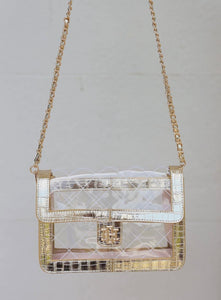 QUILTED GOLD CLEAR BAG
