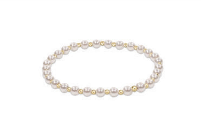 CLASSIC GRATEFUL PATTERN 4MM BEAD BRACELET PEARL