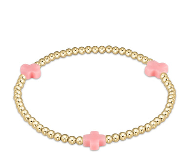 SIGNATURE CROSS GOLD PATTERN 3MM - PINK
