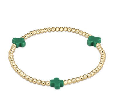 SIGNATURE CROSS GOLD PATTERN 3MM - EMERALD