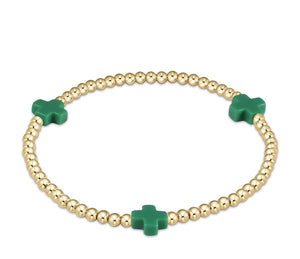 SIGNATURE CROSS GOLD PATTERN 3MM - EMERALD
