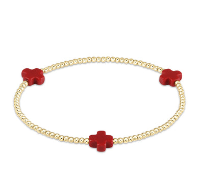 SIGNATURE CROSS GOLD PATTERN 2MM - RED