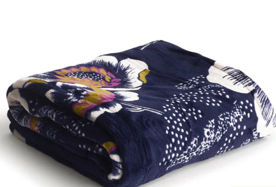 PLUSH THROW BLANKET SEURAT FLORAL