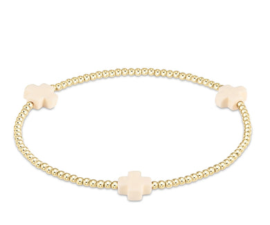 SIGNATURE CROSS GOLD PATTERN 2MM - OFF WHITE