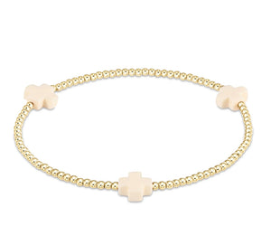 SIGNATURE CROSS GOLD PATTERN 2MM - OFF WHITE