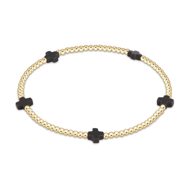 SIGNATURE CROSS SMALL GOLD PATTERN 2MM - CHARCOAL