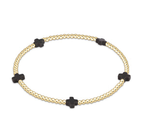 SIGNATURE CROSS SMALL GOLD PATTERN 2MM - CHARCOAL