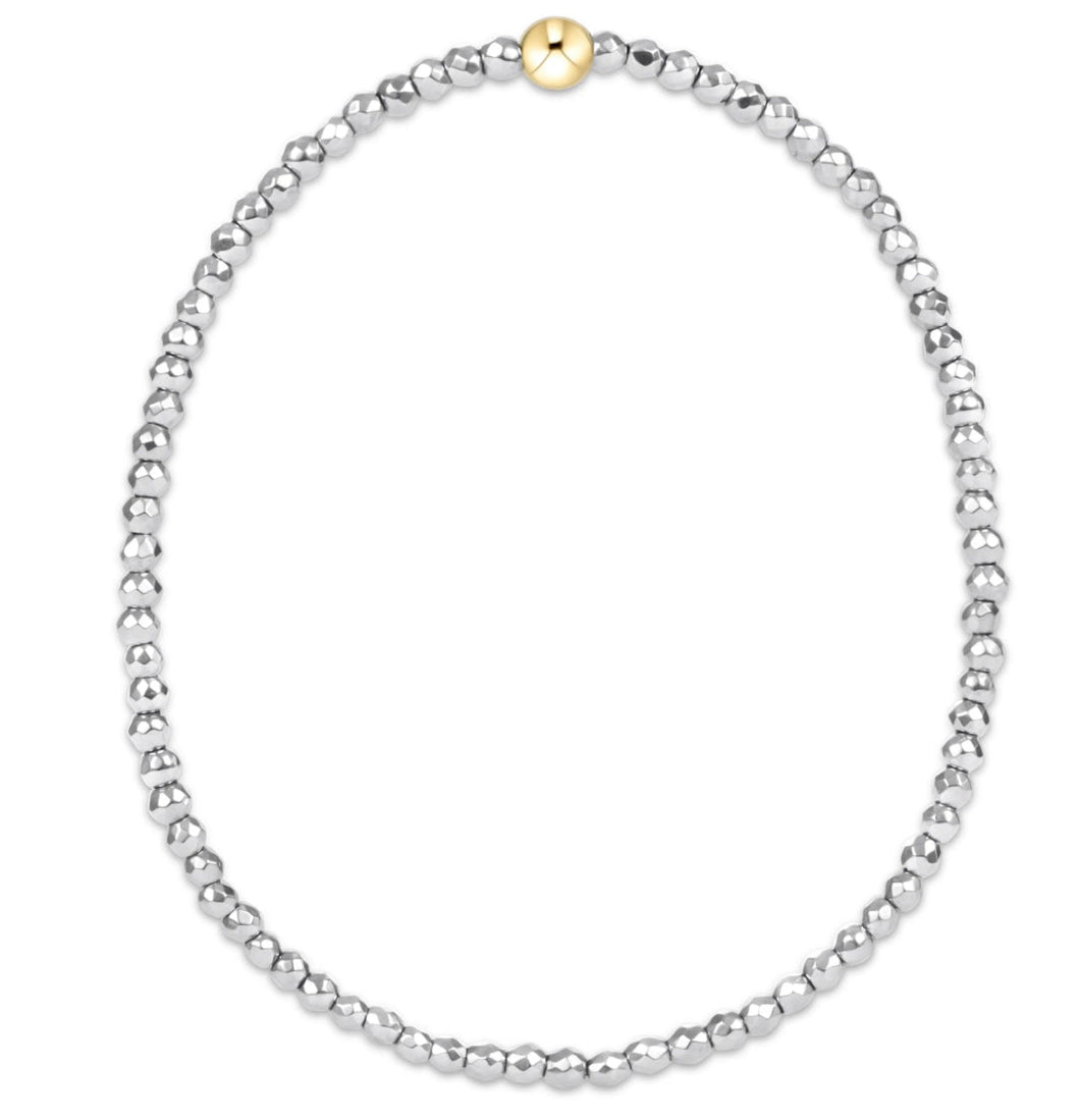 EXTENDS SILVER FACETED HEMATITE 2MM BEAD BRACELET