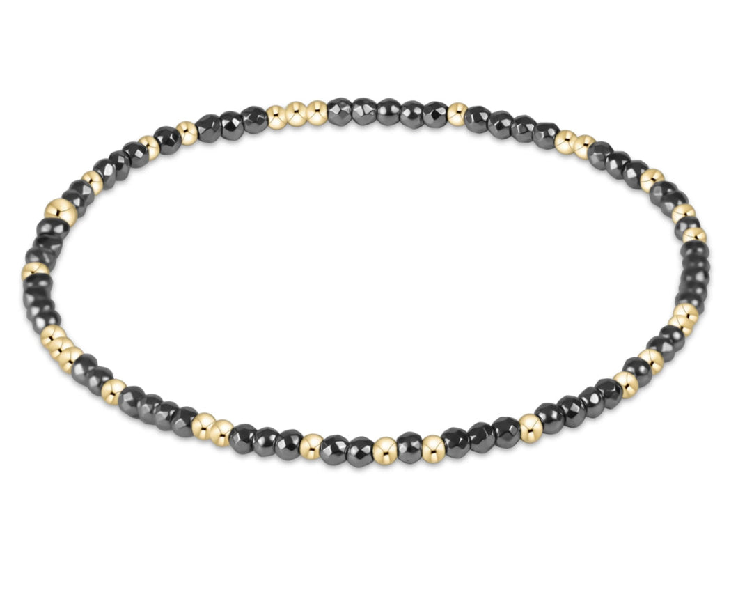 HOPE UNWRITTEN SILVER FACETED HEMATITE 2MM BEAD BRACELET