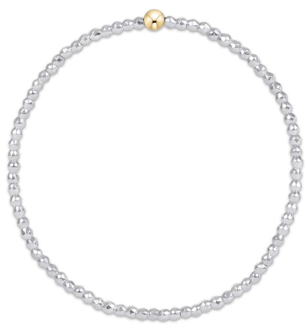 EXTENDS BRIGHT SILVER FACETED HEMATITE 2MM BEAD BRACELET