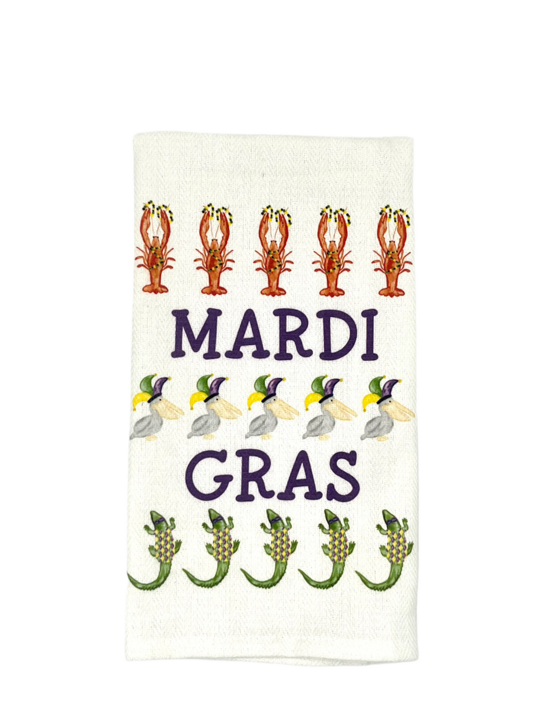 CRAWFISH PELLICAN GATOR MARDI GRAS TOWEL
