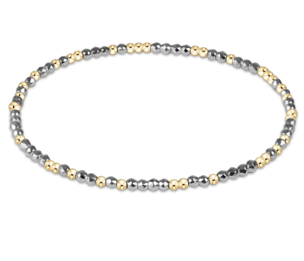 EXTENDS HOPE UNWRITTEN BRIGHT SILVER FACETED HEMATITE 2MM BEAD BRACELET