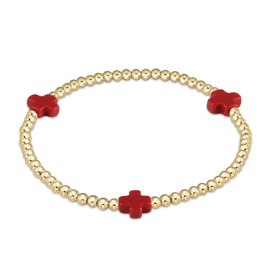 SIGNATURE CROSS GOLD PATTERN 3MM - RED