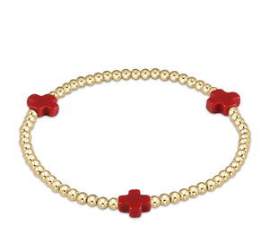 SIGNATURE CROSS GOLD PATTERN 3MM - RED
