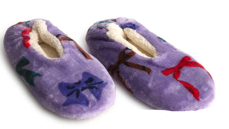 FLEECE SLIPPER SOCKS BOW MOSAIC CHALK VIOLET MEDIUM