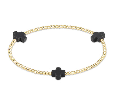 SIGNATURE CROSS GOLD PATTERN 2MM - ONYX