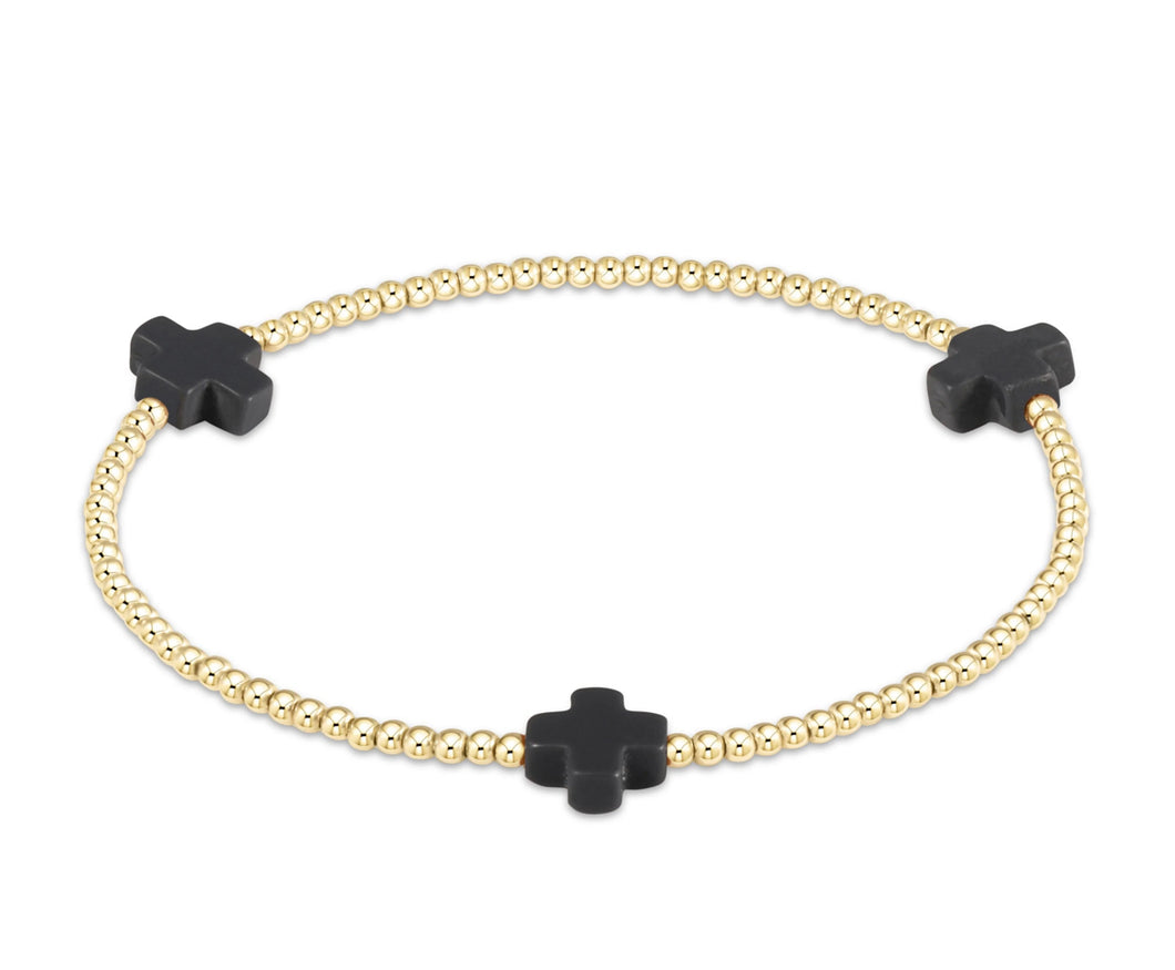 SIGNATURE CROSS GOLD PATTERN 2MM - ONYX