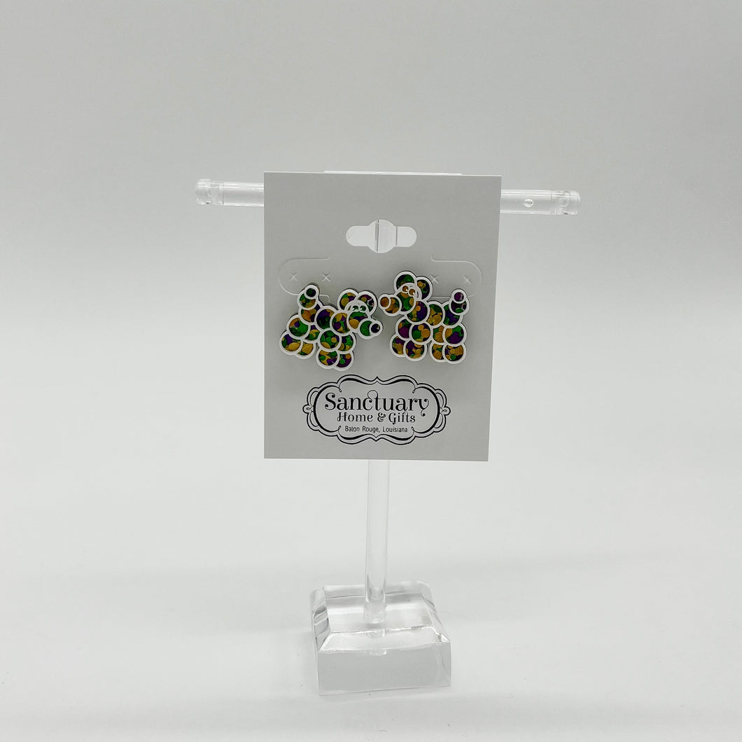 LARGE MARDI GRAS BEAD DOG STUD EARRING