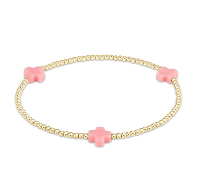 SIGNATURE CROSS GOLD PATTERN 2MM - PINK