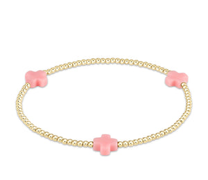 SIGNATURE CROSS GOLD PATTERN 2MM - PINK