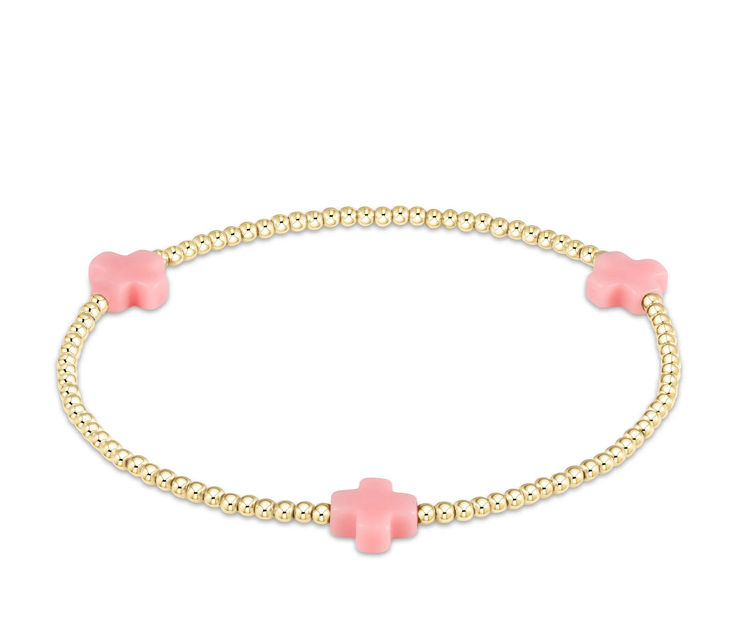 SIGNATURE CROSS GOLD PATTERN 2MM - PINK