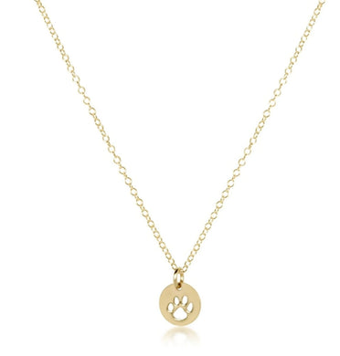 16IN NECKLACE GOLD PAW PRINT SMALL GOLD DISC