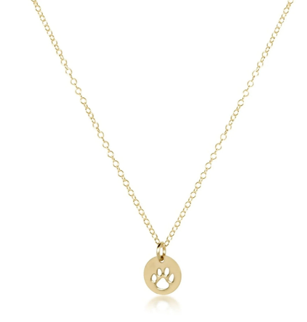 16IN NECKLACE GOLD PAW PRINT SMALL GOLD DISC