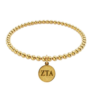 ZETA TAU ALPHA GOLD BEAD BRACELET