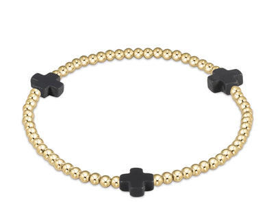 SIGNATURE CROSS GOLD PATTERN 3MM - CHARCOAL