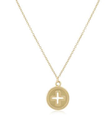 16IN NECKLACE GOLD SIGNATURE CROSS GOLD DISC