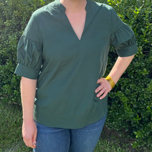 GREEN VNECK TOP