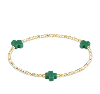 SIGNATURE CROSS GOLD PATTERN 2MM - EMERALD