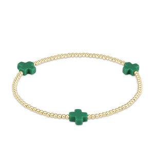 SIGNATURE CROSS GOLD PATTERN 2MM - EMERALD