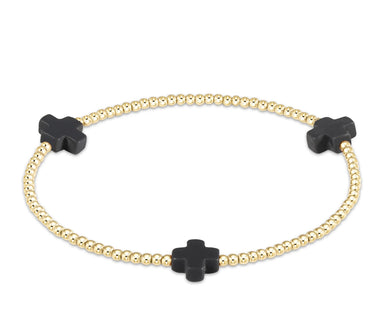 SIGNATURE CROSS GOLD PATTERN 2MM - CHARCOAL