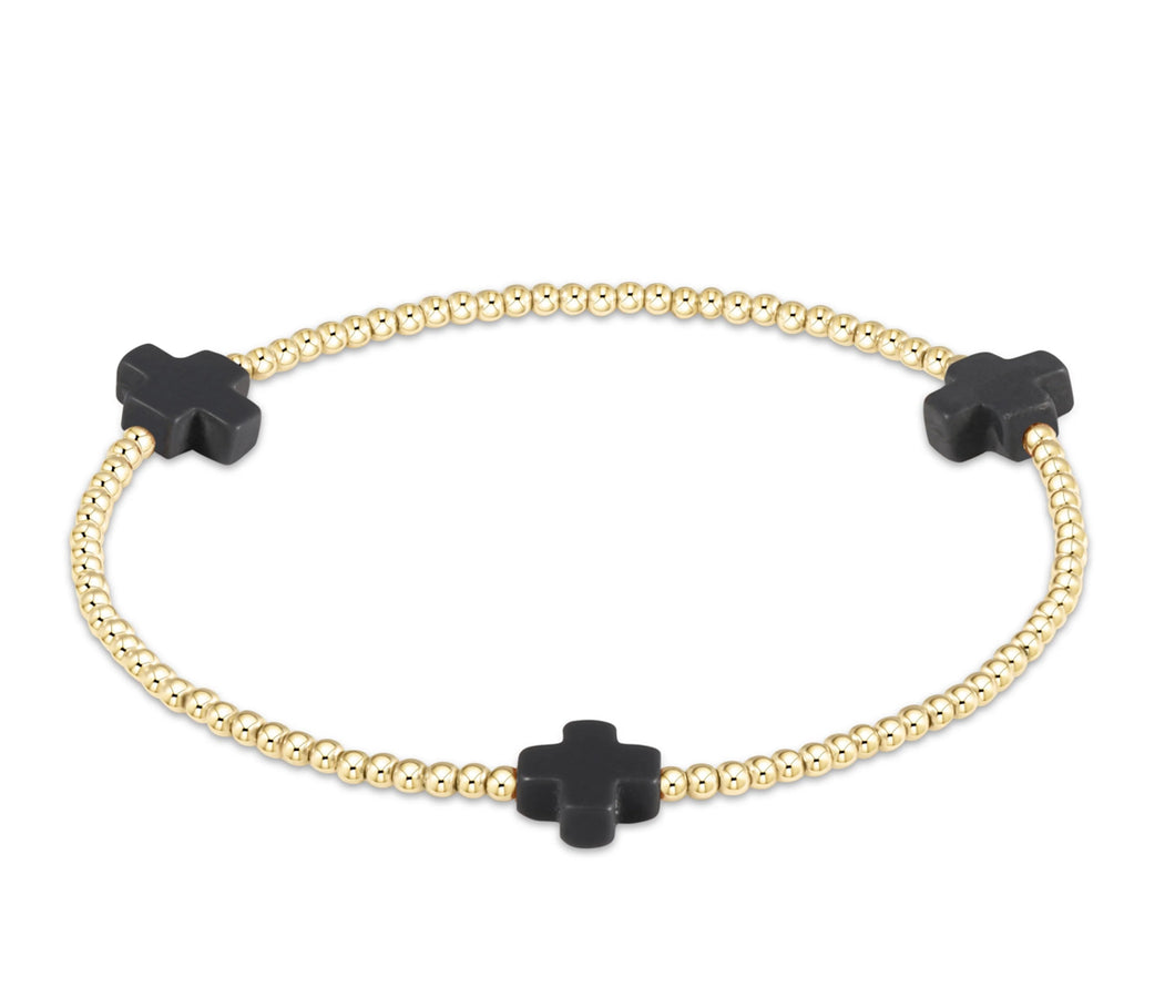 SIGNATURE CROSS GOLD PATTERN 2MM - CHARCOAL