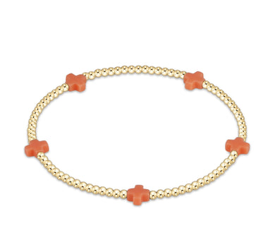 SIGNATURE CROSS SMALL GOLD PATTERN 2MM - CORAL