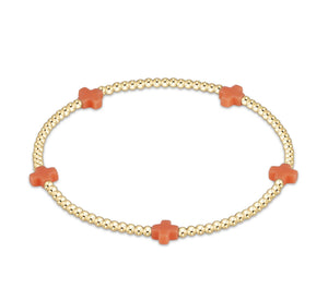 SIGNATURE CROSS SMALL GOLD PATTERN 2MM - CORAL