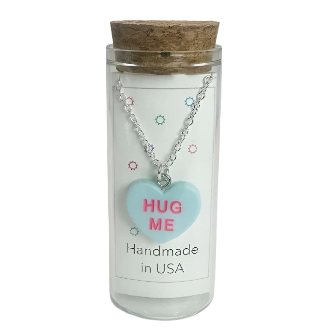 HUG ME BLUE CONVERSATION HEART NECKLACE