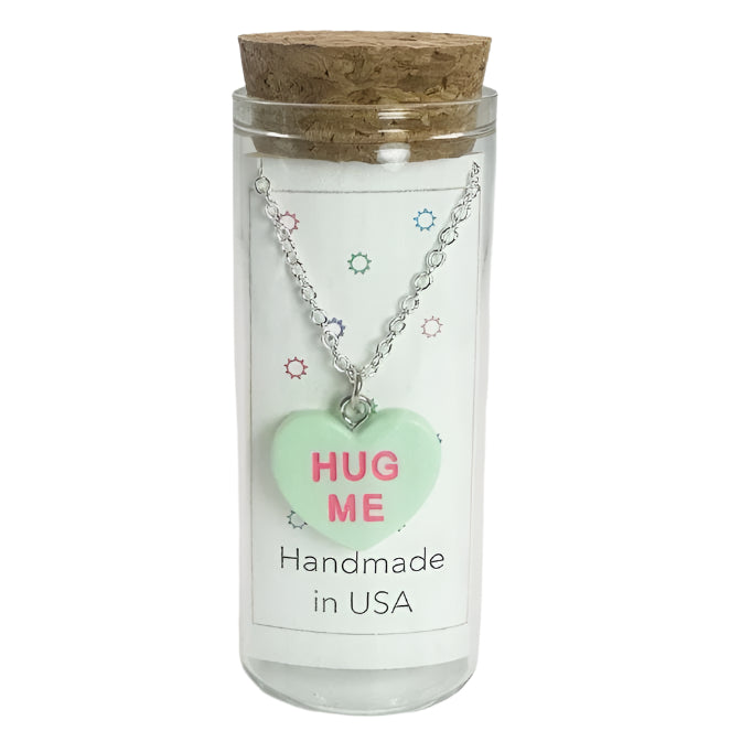 HUG ME GREEN CONVERSATION HEART NECKLACE