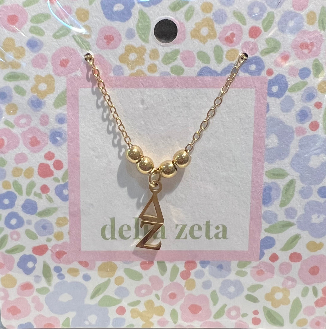 DELTA ZETA BEAD DROP NECKLACE