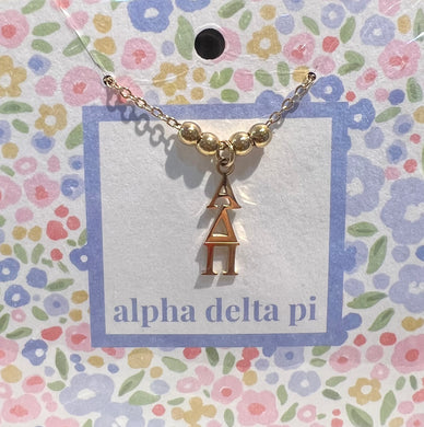 ALPHA DELTA PI BEAD DROP NECKLACE