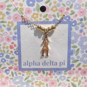 ALPHA DELTA PI BEAD DROP NECKLACE
