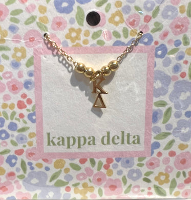KAPPA DELTA BEAD DROP NECKLACE