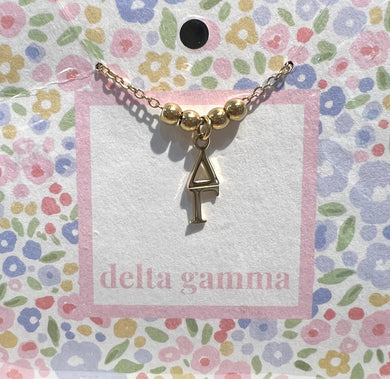 DELTA GAMMA BEAD DROP NECKLACE