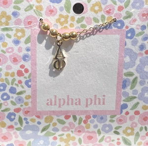ALPHA PHI BEAD DROP NECKLACE