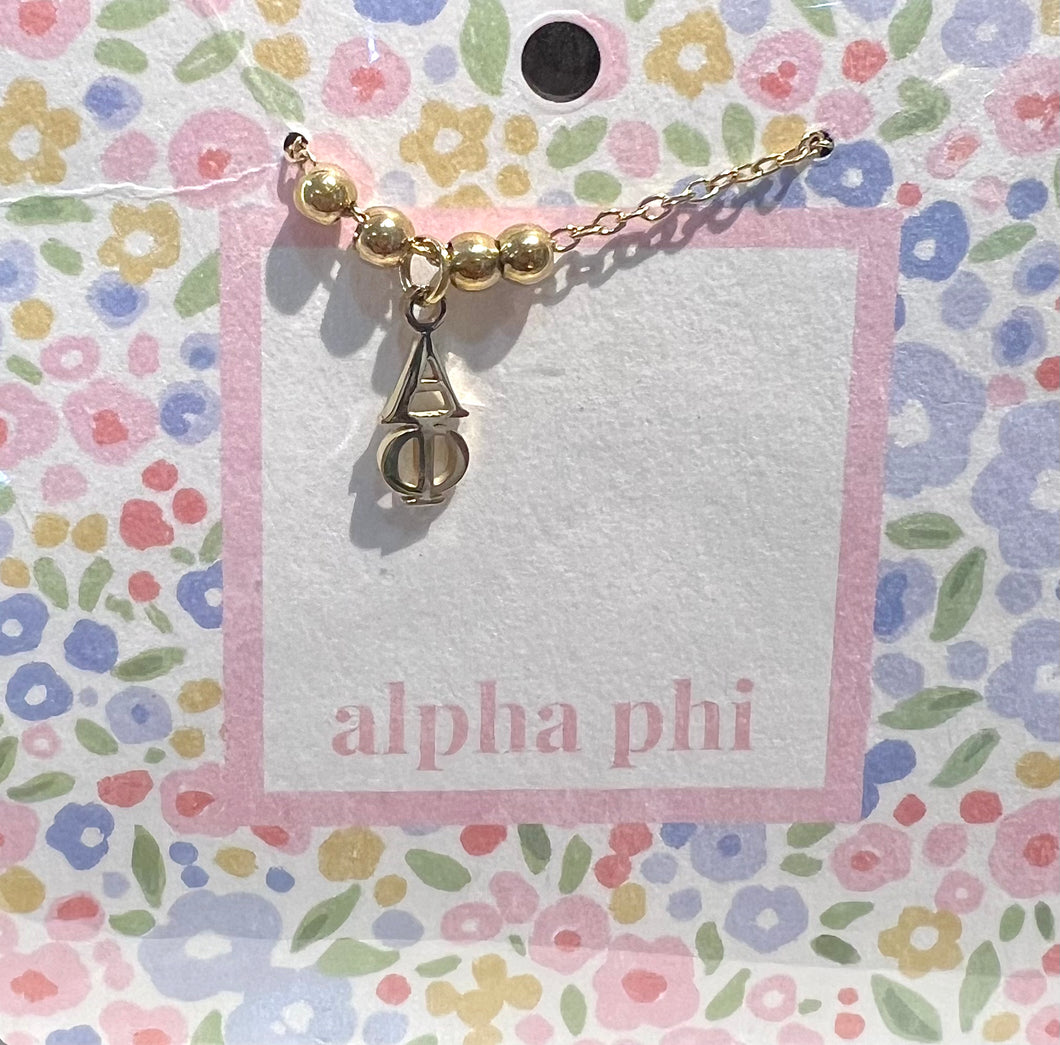 ALPHA PHI BEAD DROP NECKLACE